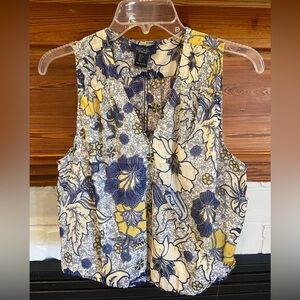 Rachel Blue and Yellow Wrap Blouse Sleeveless